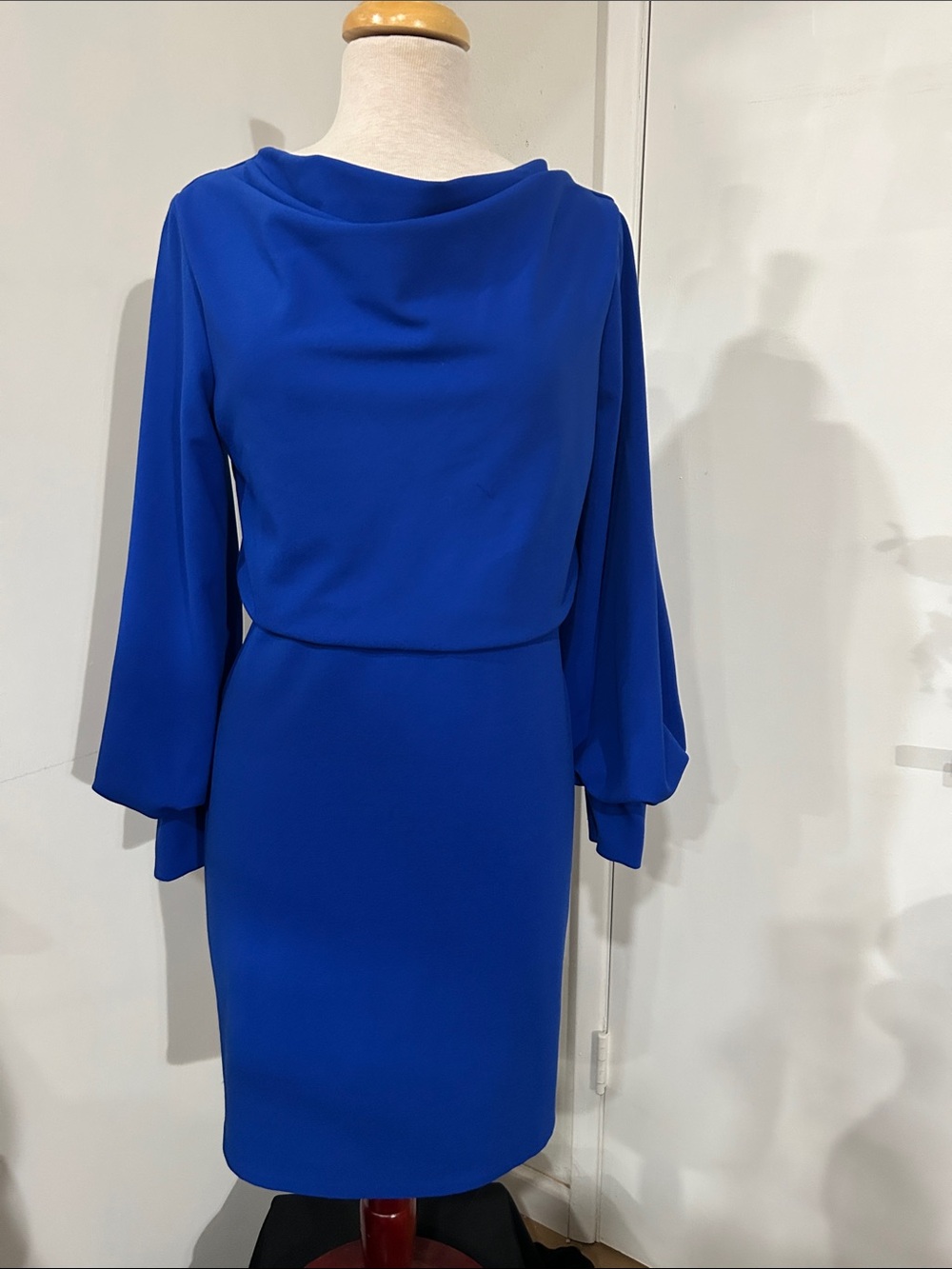 Shelby & Palmer Royal Blue Cowl-Neck Midi Dress